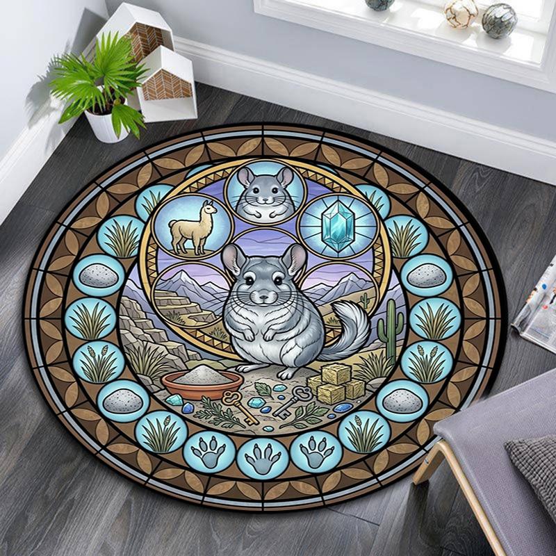 Hamsters Glass Journey Round Area Rug Under Office Chairs Bedroom Living Room Home Decor