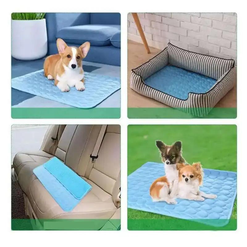 Summer Cooling Dog Mat Ice Silk Breathable Pet Pad Washable Sofa Blanket Cooling Bed for Small Large Dogs Cats Anti-heat Pet Sup