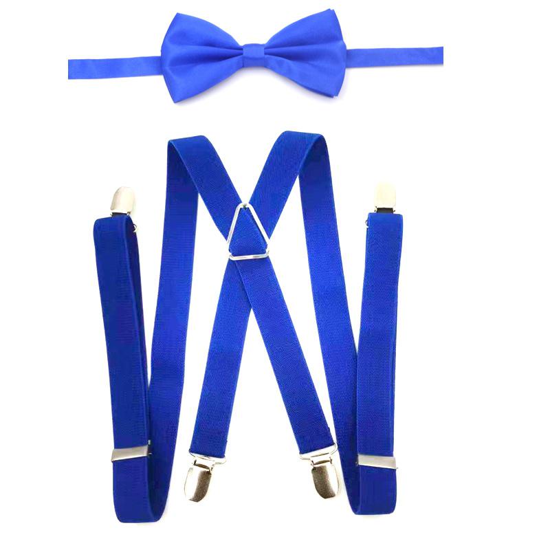 Unisex X-Shape Adjustable Black Suspenders with Bow Tie for Weddings & Performances.