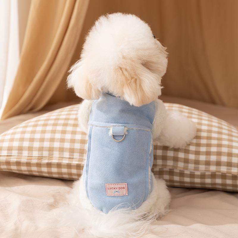 Thickened Dog Coat with Winter Fleece Lining Pet Cotton Jacket for Small To Medium Dogs Warm Two-Legged Clothes