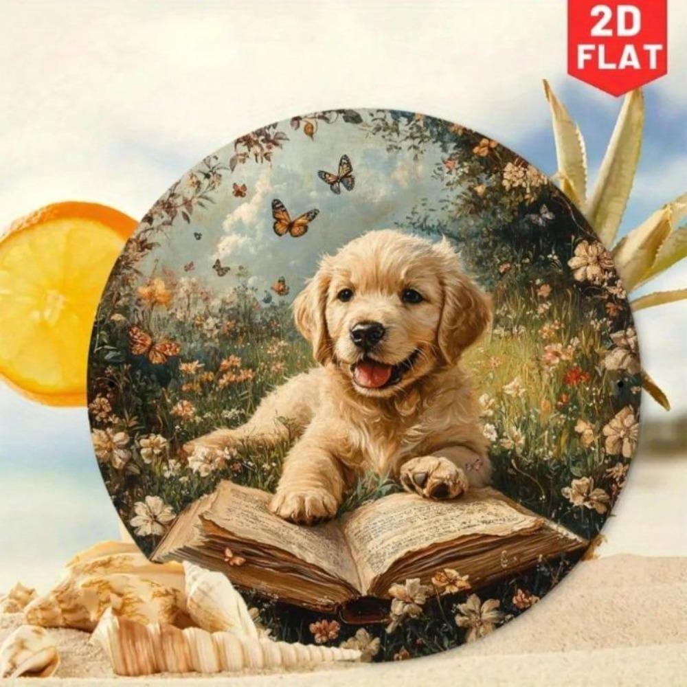 Vintage Golden Retriever Metal Art Sign, Rustic Home Decor Gift for Pet Lovers