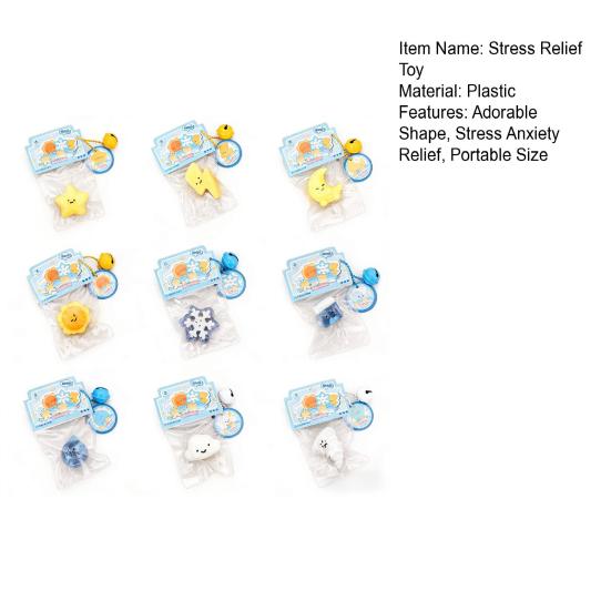 Cartoon Weather Squeeze Toy with Bell Ball Chain Stress Relief Slow Rising Star Moon Snowflake Cloud Sensory Fidget Toy Decompression Gadget