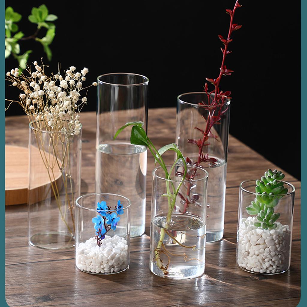 Clear Glass Flower Vase Minimalist Glass Vase Cylinder Flower Vase Use for Floral Wedding Home Decor