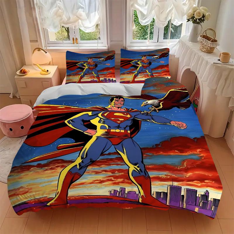 3pcs Superman Duvet Cover Set (1 Duvet Cover + 2 Pillowcases, No Core) - Comfortable, And Breathable Bedroom Decoration Yy251104083