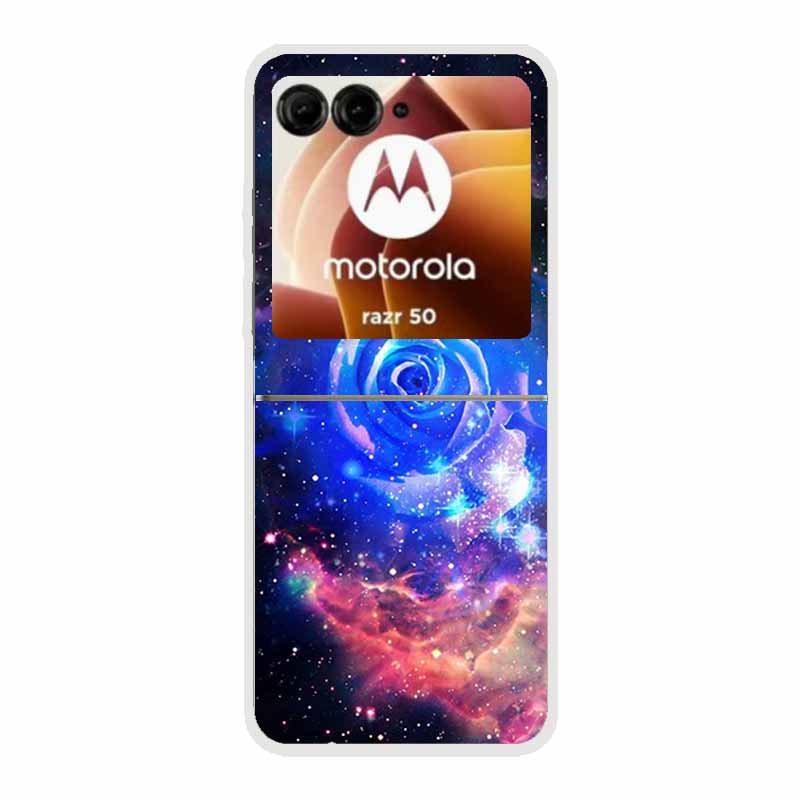 For Moto Razr 50 Case Clear Plastic Hard Painted Space Transparent Phone Covers for Motorola Razr 60 50 Coque Razr 2024 PC Cases
