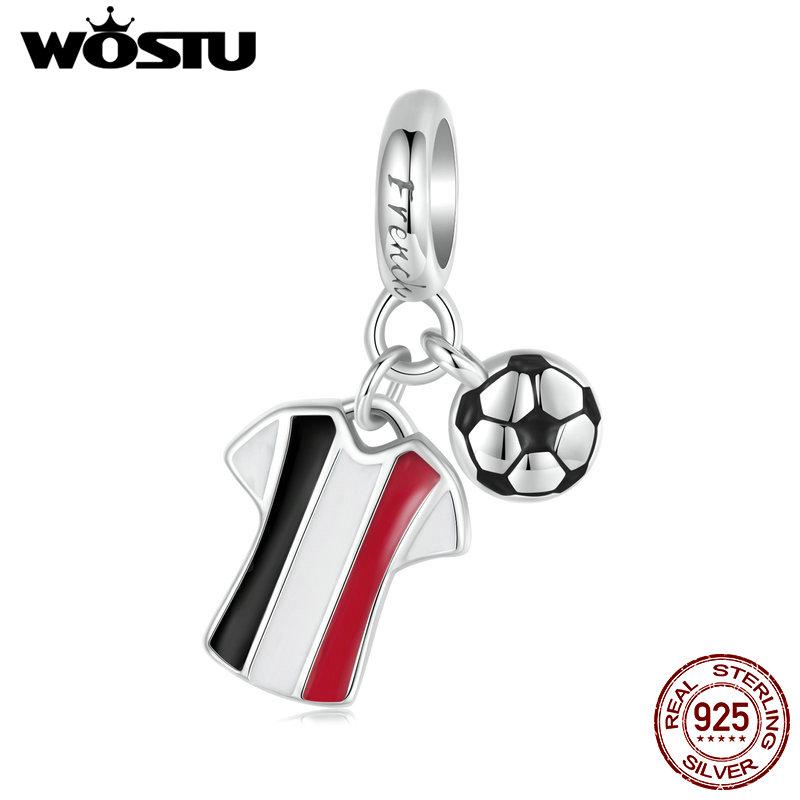 

WOSTU 2024 Стерлингового Серебра 925 Пробы Футбол Любовь Спортивные Очаровательные Бусины подходят Для Женщин Браслет и Ожерелья Ювелирные Изделия Футбольные Бусы 20*14mm