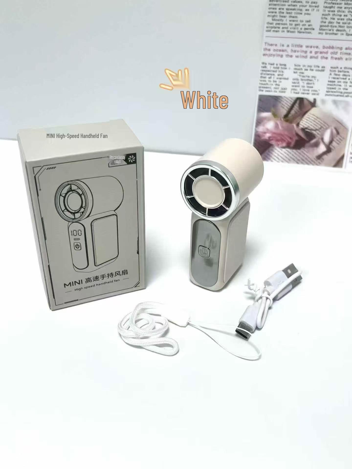 T689 High-Speed USB Rechargeable Handheld Fan with Digital Display