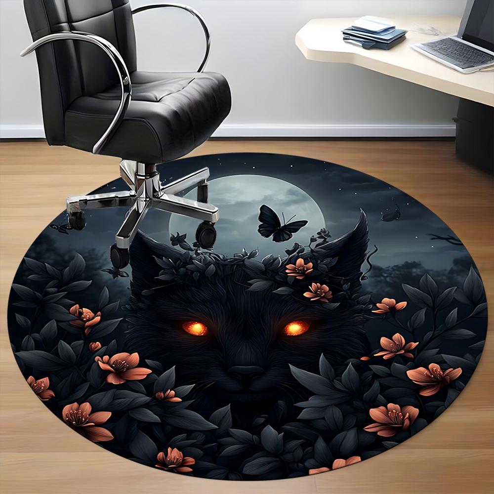 1pc Moonlit Beast Office Round Area Rug, Under Office Chairs Bedroom Living Room Home Decor, Room Deco, Available In Various Sizes 154