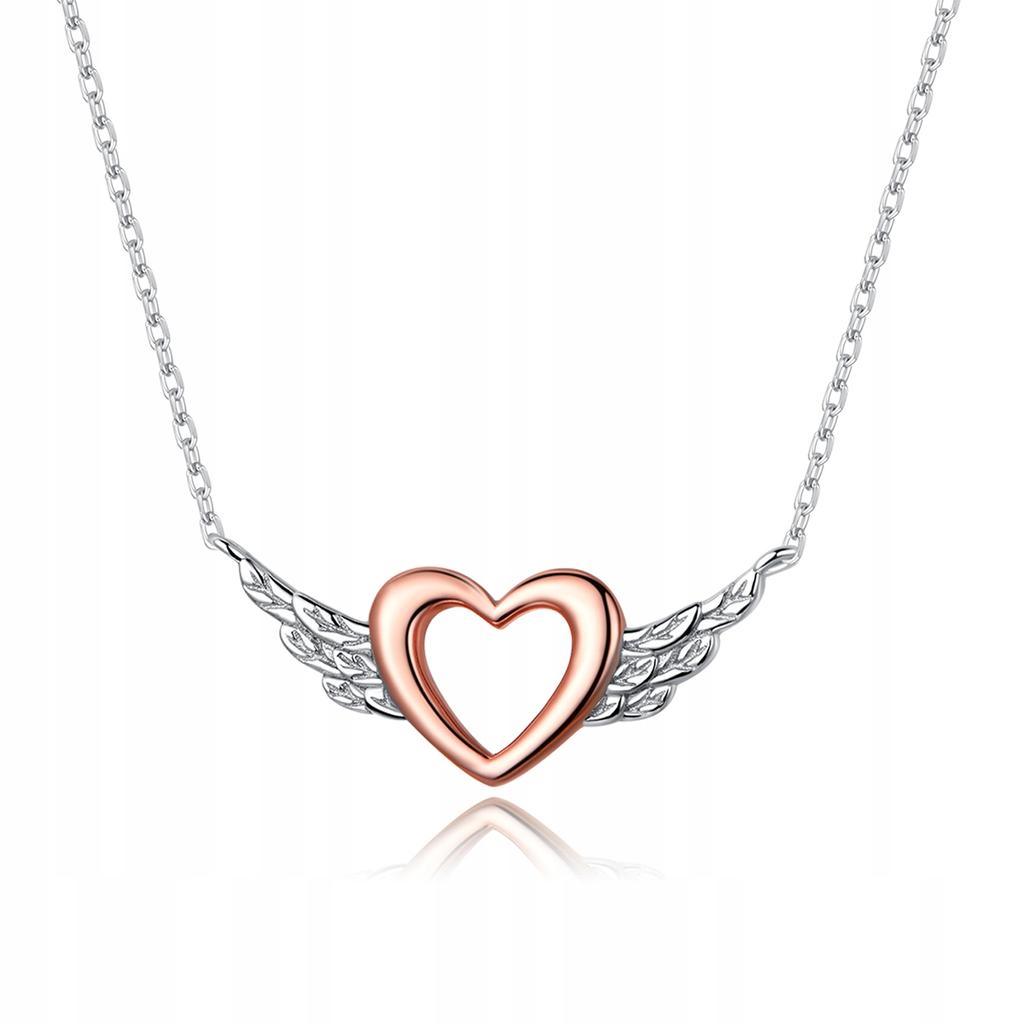 Chain Pr 925 With -Plated Heart Wings Heart Pendant