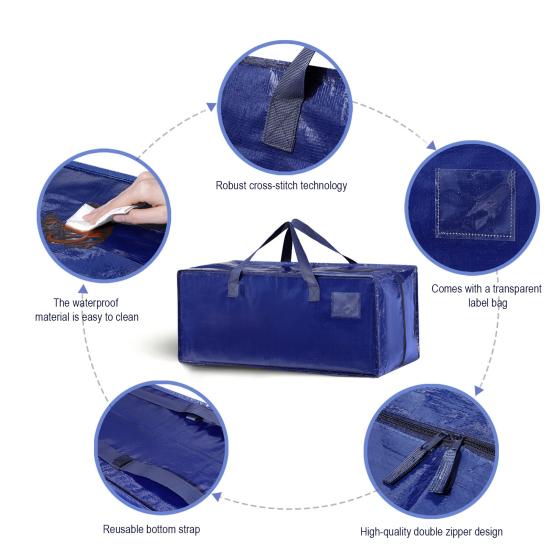 Waterproof Moving Bag Extra Large Heavy Duty Storage Tote Foldable Storage Bag with Backpack Straps Zippers Reinforced Handles for Packing Dorm