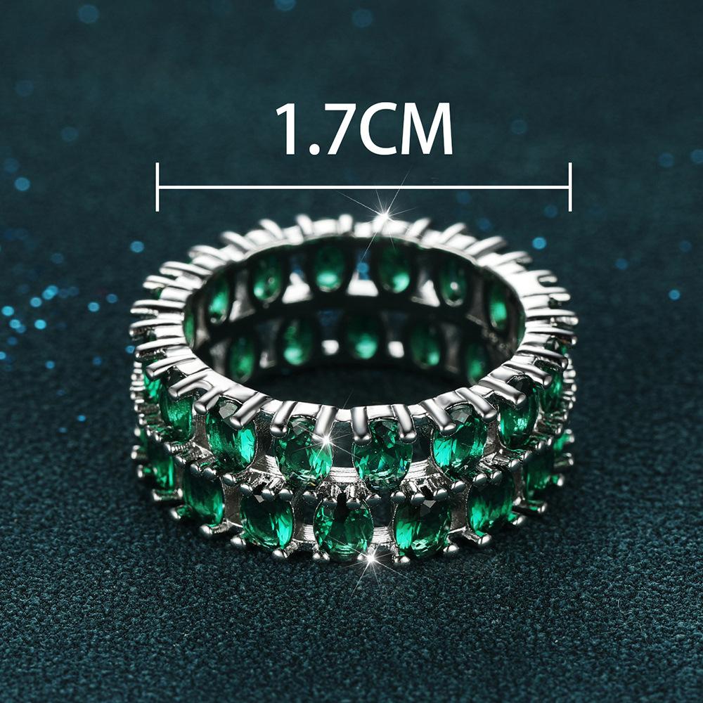 European and American Ring New Fashionable Simple Elegant Double Row Full Diamond Ring Simple