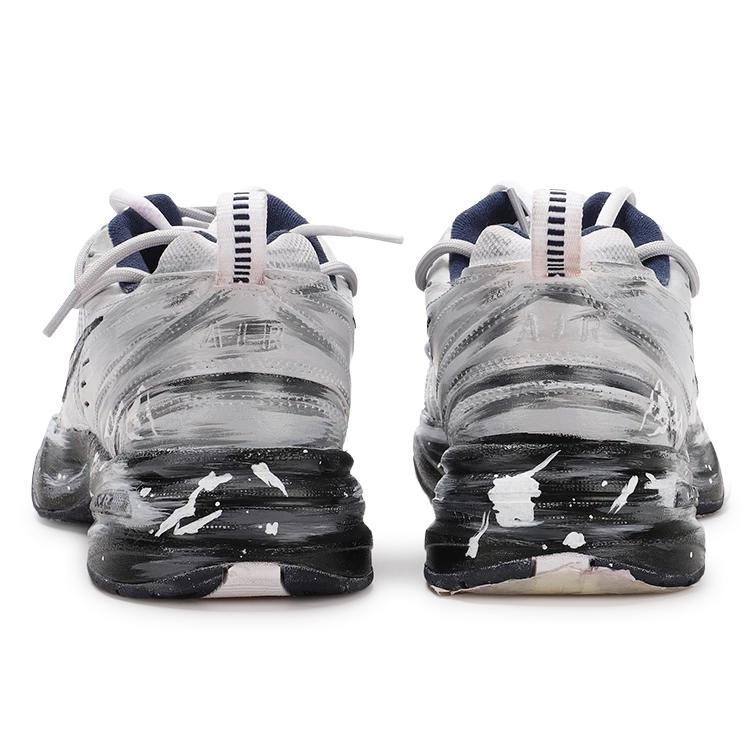 Nike Air Monarch 4 Cushioning Slip Resistant Abrasion Resistant Low Top Chunky Sneakers Unisex Gray White 415445-102(Team130-VAM)
