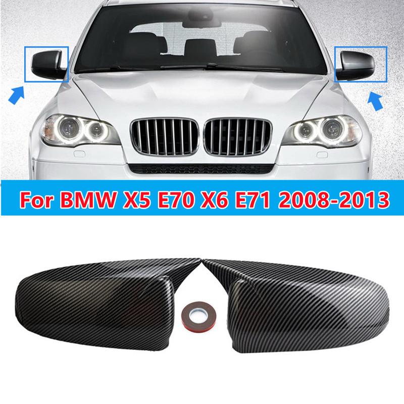 For BMW X5 E70 X6 E71 2008 2009 2010 2011-2013 ABS Car Rearview Side Mirror Cover Wing Cap Exterior Door Trim Adhesive Sticker