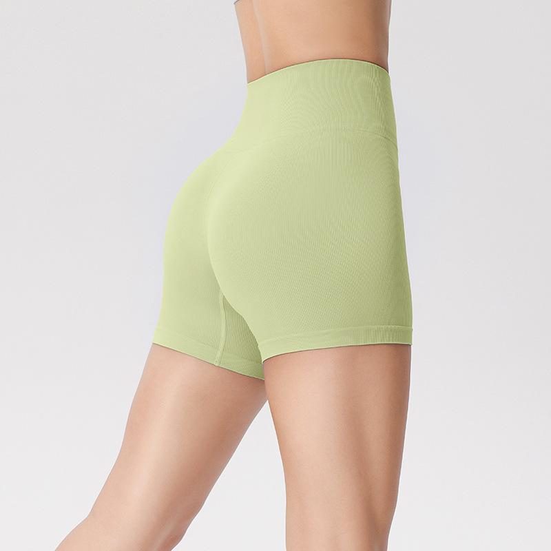 

Европейско-американские бесшовные шорты для йоги с высокой талией и контролем живота, с эффектом подтяжки бедер Large зелёный