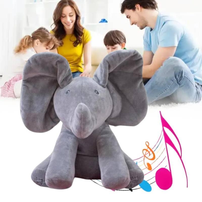 Elephant Hide And Seek Singing Plush Toy With Pp Cotton Filling For Kids Playtime