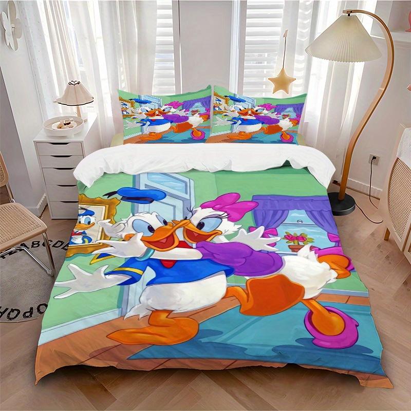 3pcs Donald Duck & Daisy Duck Bedding Set Includes Quilt Cover and Pillowcases, Suitable for All Seasons S028