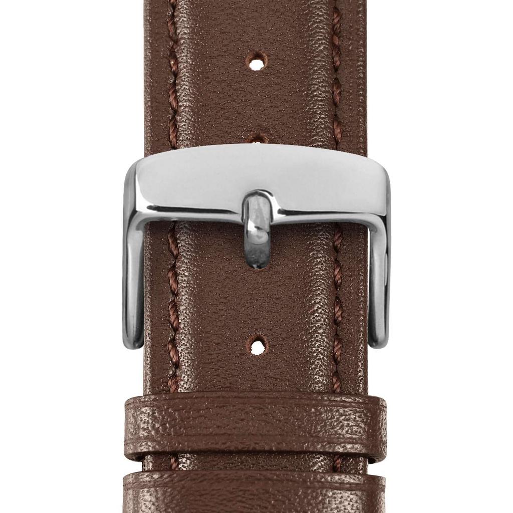 WOCCI 20mm Watch Vintage Genuine Leather Watch Band Brown with Tonal Includes Adjustment Tool and Spring Bars Strap, (Dark Stitching),