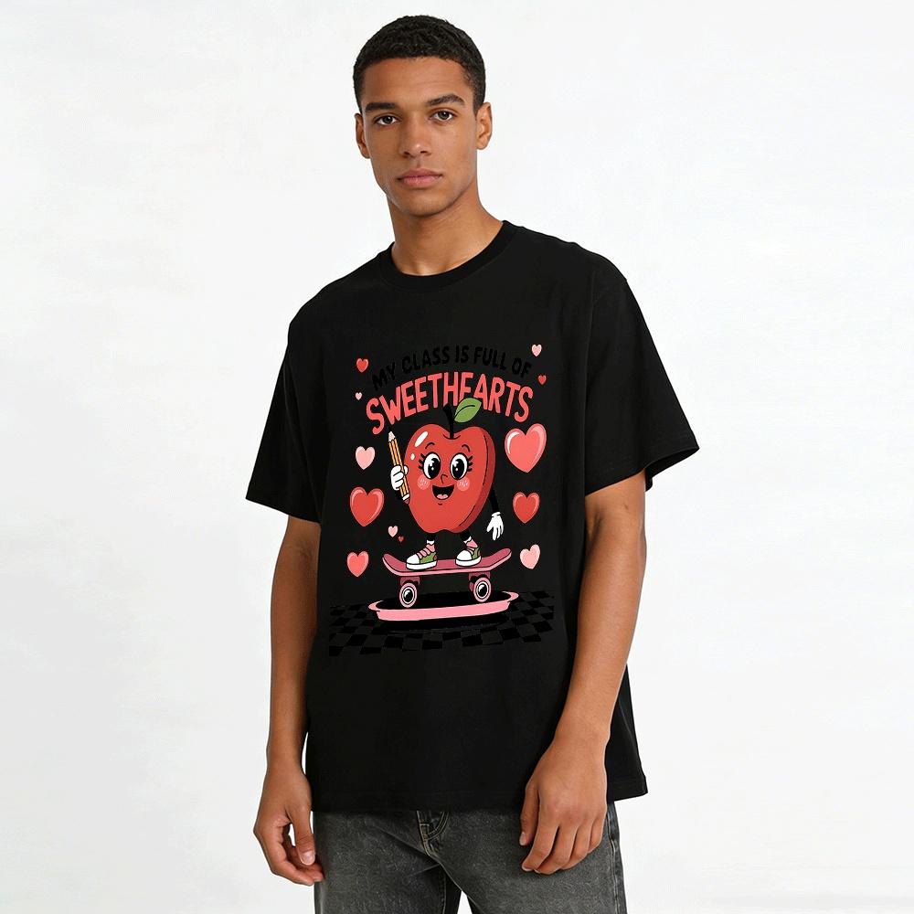 My Class Is Full Of Sweethearts Apple Skateboard Teacher Top Pure cotton T-shirt