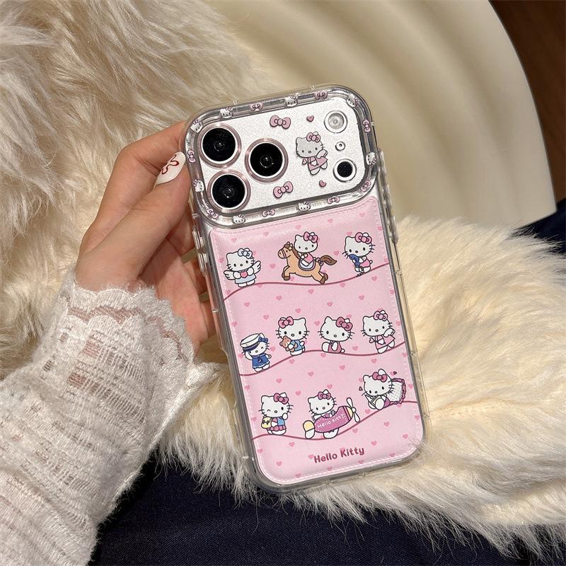 Girly Pink Heart Cat Stand for iPhone 17/16ProMax/15/14 Cases