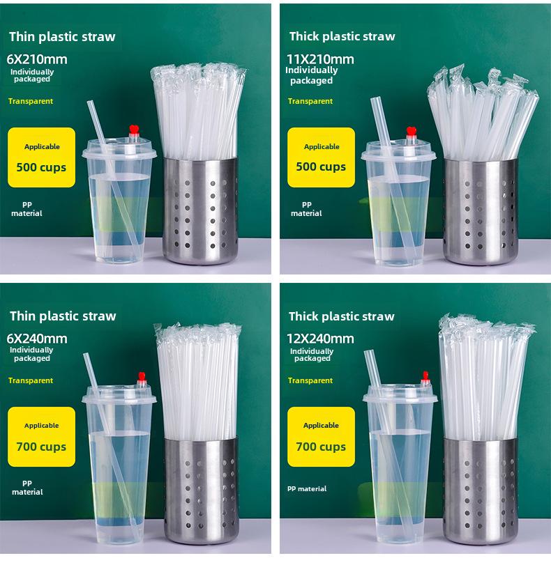 Disposable Transparent Thick PLA Pearl Milk Tea Straws with Independent Packaging