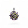 Sterling Silver Flower Pendant: Amethyst, Peridot & Citrine Gemstone