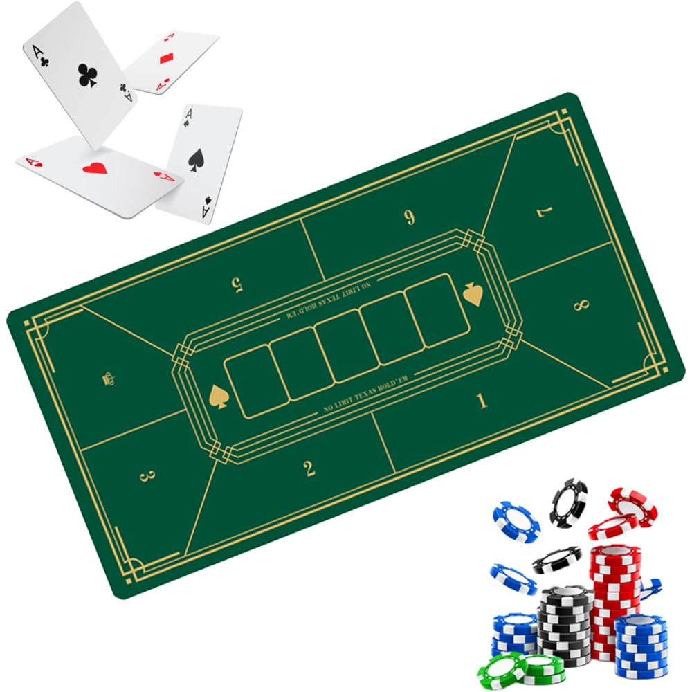 

HIRAISM Покерний мат Ігровий мат Казино Гральні карти Карткова гра 40x80см з Антиковзаючим покриттям (Зелений)
