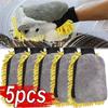 1/5 Stück Autowaschhandschuhe Wasserdichte Mikrofaser Chenille Handschuhe Autoreinigungshandschuh Detaillierungsbürste Autopflege Doppelseitiger Handschuh