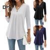 Damen-Oberteile mit V-Ausschnitt, Knopfdekor, 3/4-Ärmel, Pullover, einfarbig, knitterfrei, T-Shirt, lässiger Stil, für den Alltag