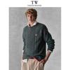 Teenie Weenie Men's Retro Cable Knit Wool Blend Sweater