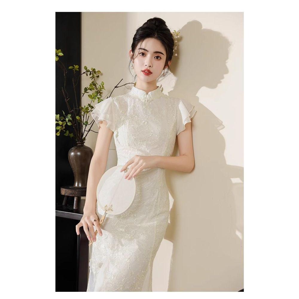 Chinese Style Fishtail Dress, Women's Summer Dress, Bridesmaid Dress, Daily Dress