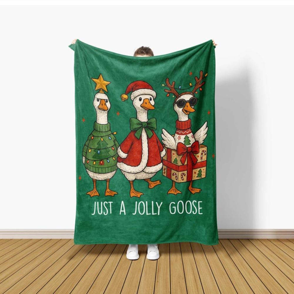 Fröhliche Gans Decke viele Größen 2D-Druck lustige Weihnachts-Gans Tier Flanell Sofa Wohnzimmer gemütlich Freude
