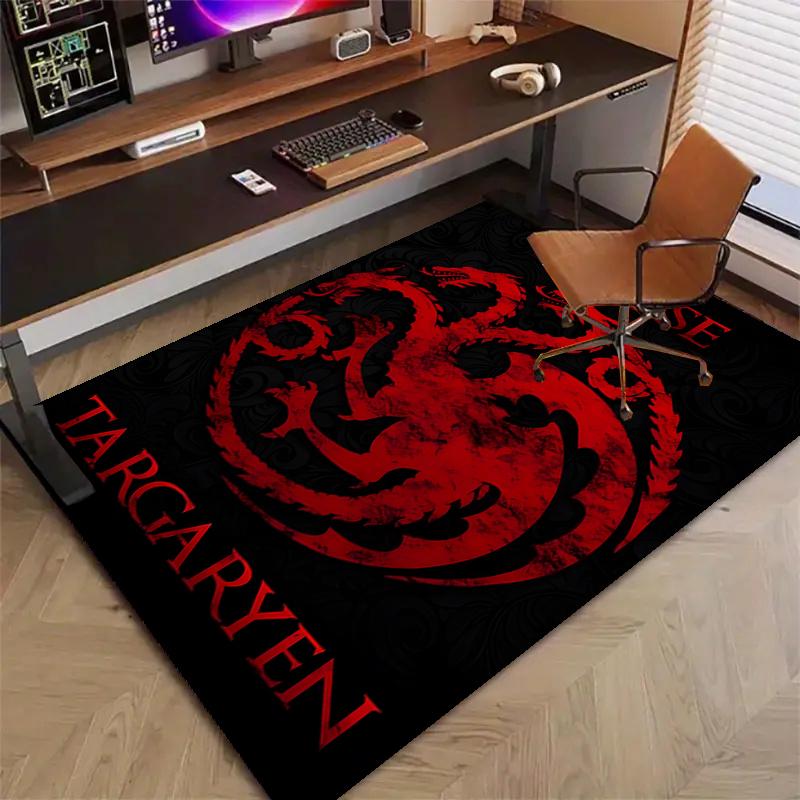House Targaryen Dragon Polyester Carpet, Soft Indoor Mat for Office Chair, Living Room, Computer Desk - Decorative Home Office Rug Design