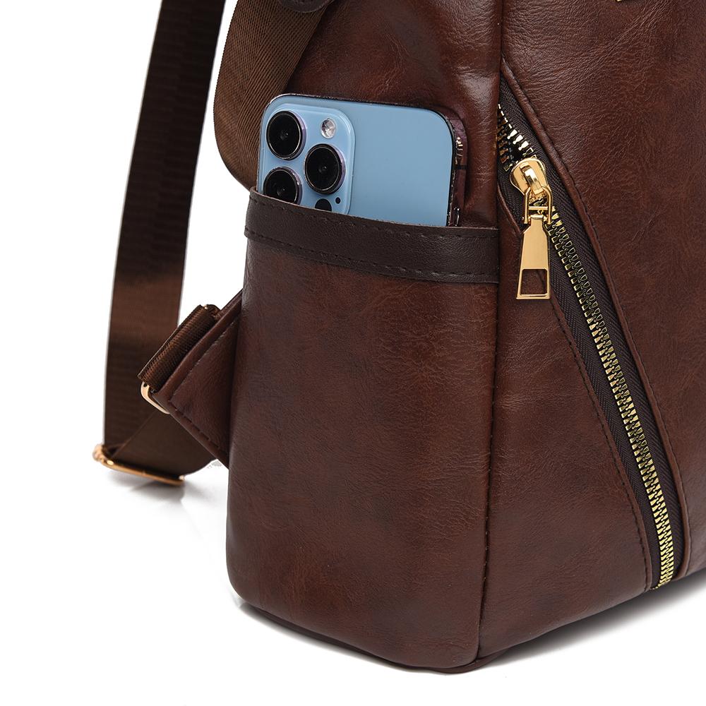 Anti-theft Backpack Women's PU Backpack Large Capacity Lightweight Travel Bag Student Schoolbag