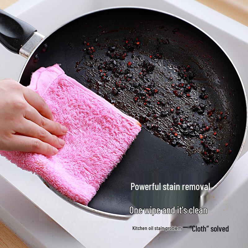 Non-stick Kitchen Scouring Pad - Double-sided, Oil-resistant, Water-absorbent, Quick-drying Pulp Dishcloth for Lazy Cleaning.