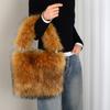 Soft Faux Fur Luxurious Y2k Style Women'S Tote Bag Fashion Trendy Plush Handbag