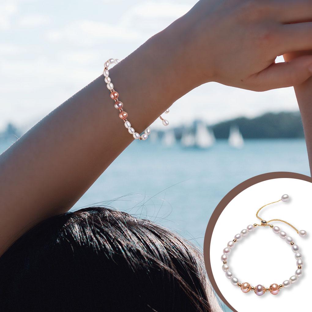 Damen Perlenarmband Ornament Geburtstag Verstellbare Handkette Armreif Hochzeit Verlobung Dekoration Schmuck Weiblich