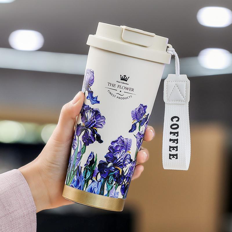 Light Luxury High-grade Water-sensitive Cup Stainless Steel Portable Coffee Cup Large Capacity High Value Niche Thermal Insulation Kettle