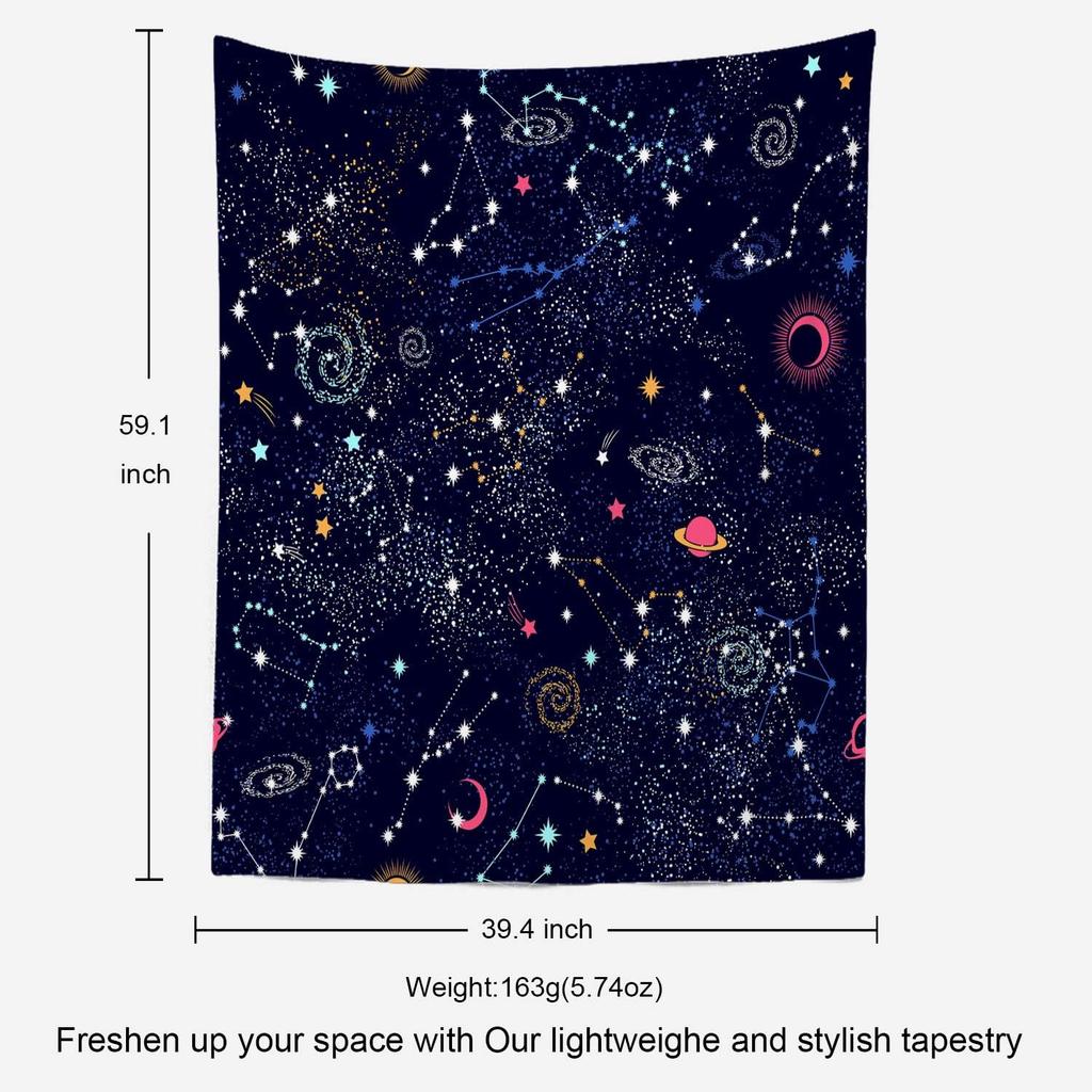 Space Tapestry,Space Pattern Science Stars in Galaxy Wall Hanging Large Tapestry Psychedelic Tapestry Decorations Bedroom Living
