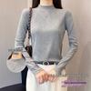 Women's Black Slim-Fit Long Sleeve Mid-Neck Top for Spring/Autumn