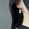 S911 Silver Needle Sugar Cube Circle Earrings Women's Light Luxury Niche Design High-end Stud Earrings Unique Temperament New Earrings