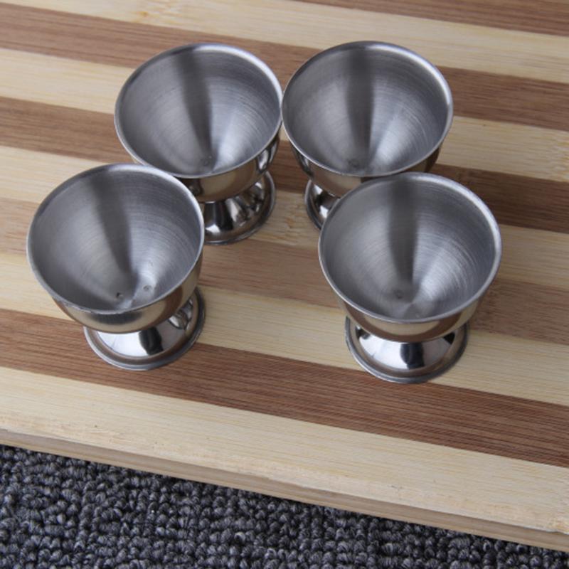 Support de coquetiers en acier inoxydable, 4 pièces, support souple pour tasses de table bouillies, ensemble d'outils de cuisine, porte-œufs rond en argent
