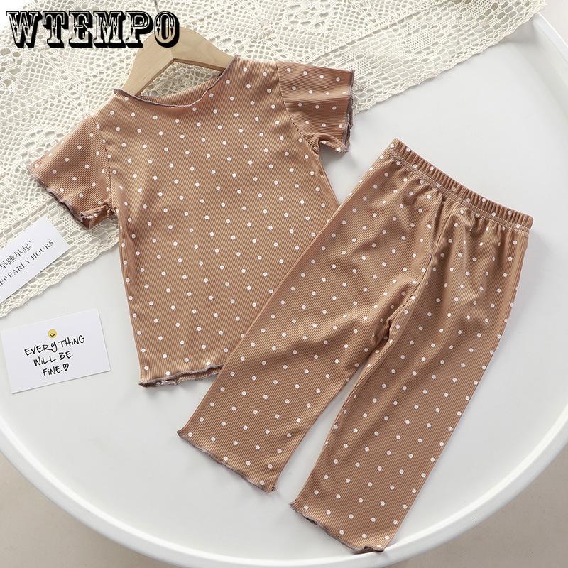 Summer Girls' Short Sleeved Thin Suit Summer Two-piece Set Korean Air-conditioned Suit