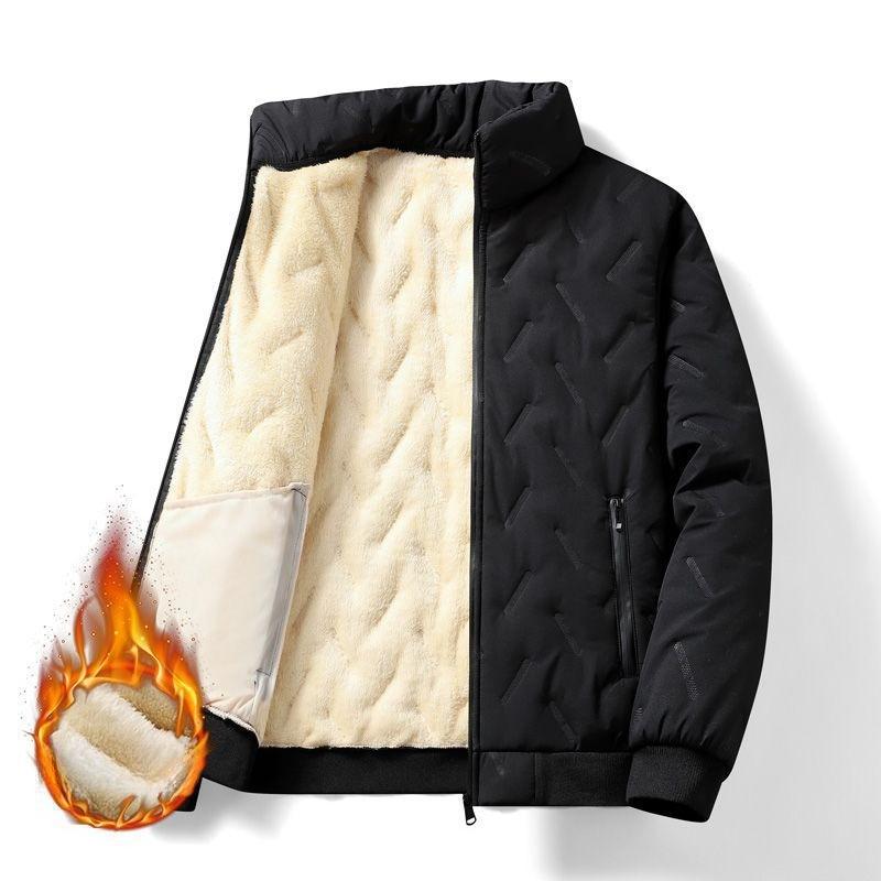 Winter Warm Lambskin Cotton-padded Clothes, Men's Outerwear, Thickened and Loose Top with Fleece, Plus-size Men's Cotton-padded Clothes