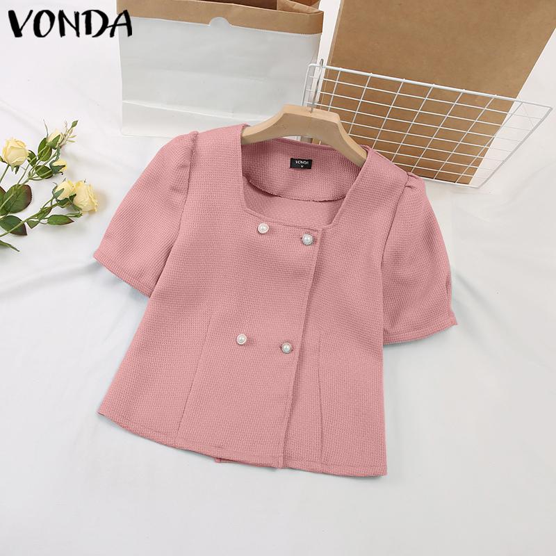 

Летние элегантные женские топы VONDA с ​​квадратным вырезом и пышными рукавами