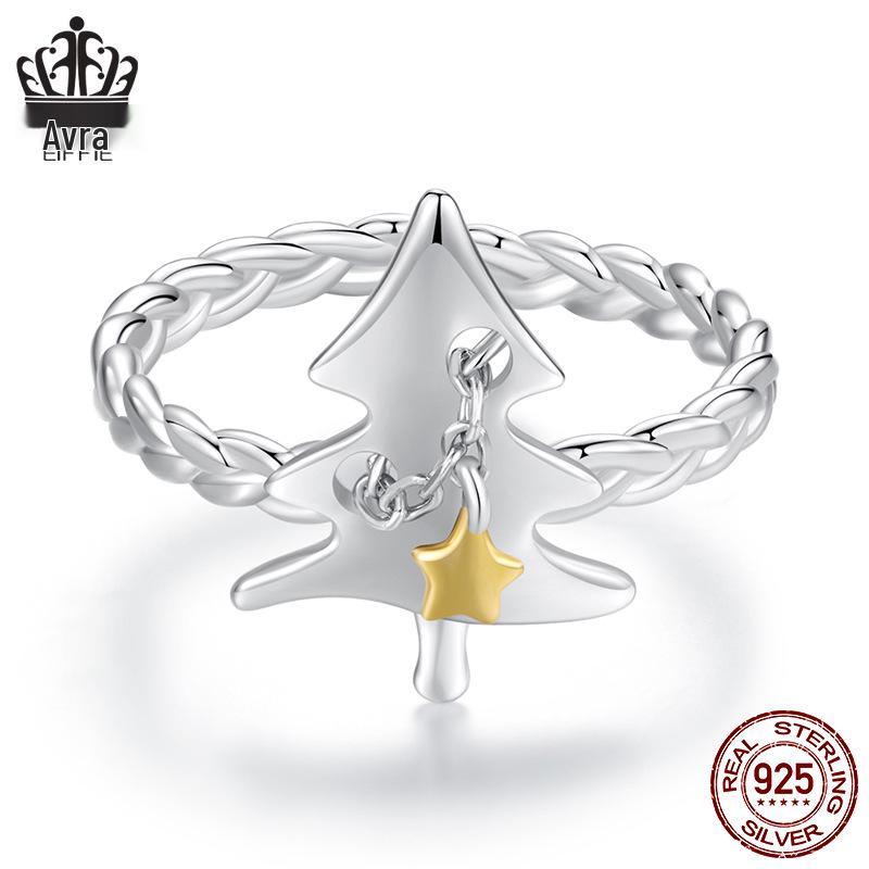 

Регулируемое кольцо Everlove в виде рождественской елки - стерлинговое серебро s925, праздничное украшение для женщин