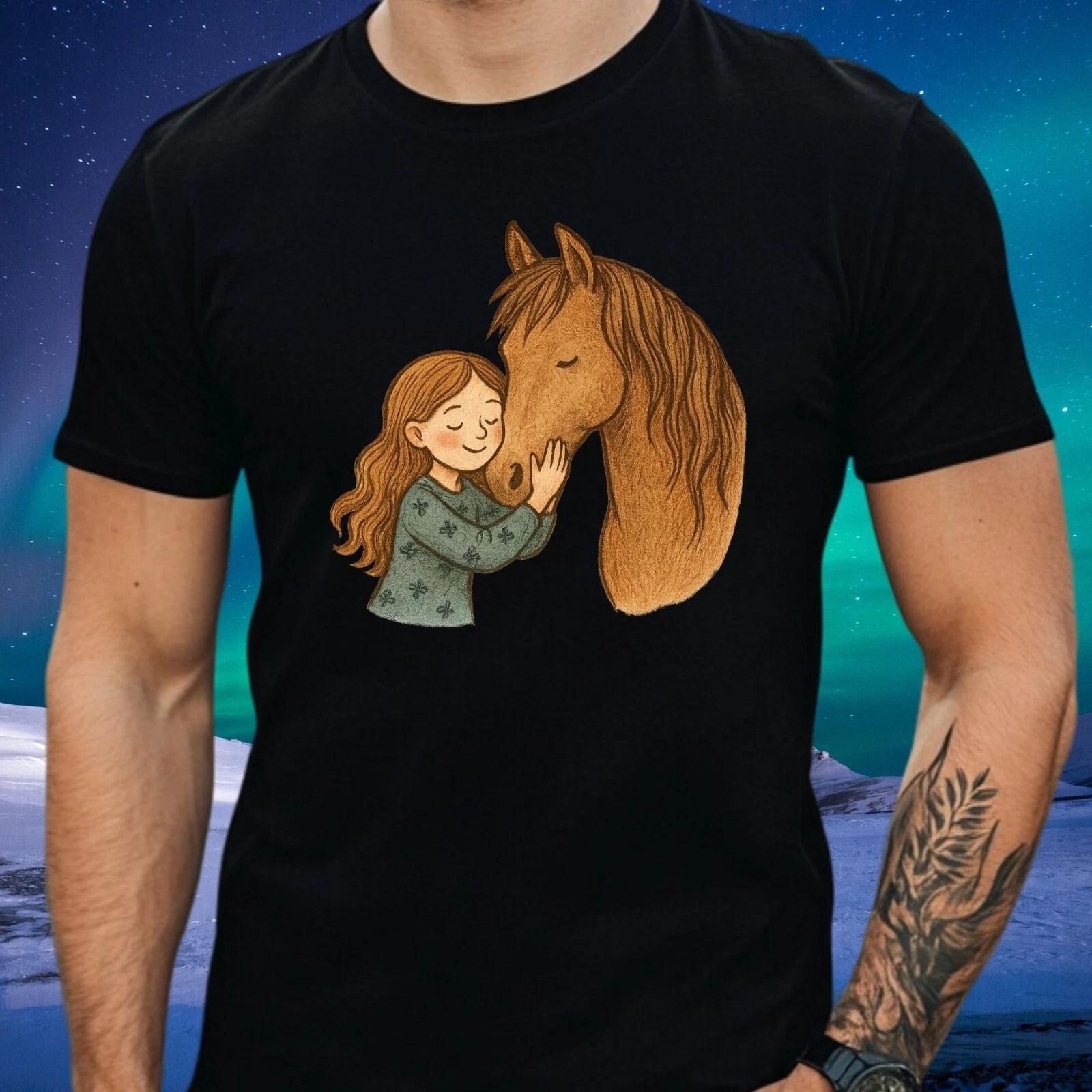 T-Shirt Herren Mädchen mit Pferd Motiv Baumwolle Größe S bis 5XL XXXXL