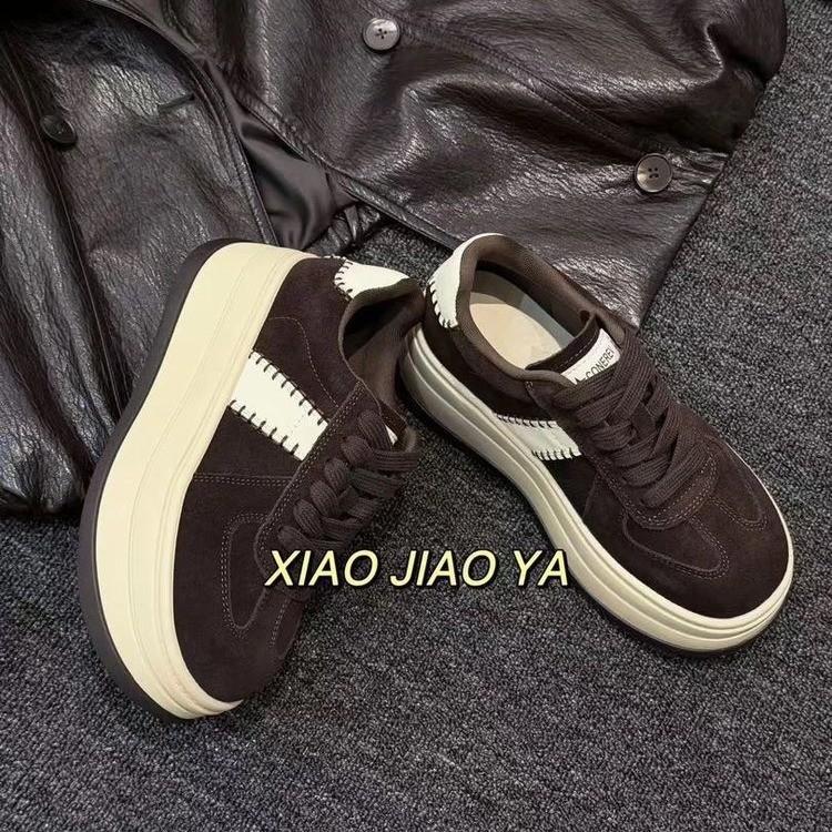 Huge Good-looking Thick Baseplate Shoes Women's 2025 Autumn New Leather German Training Shoes Retro Versatile Casual Sports Women's Shoes
