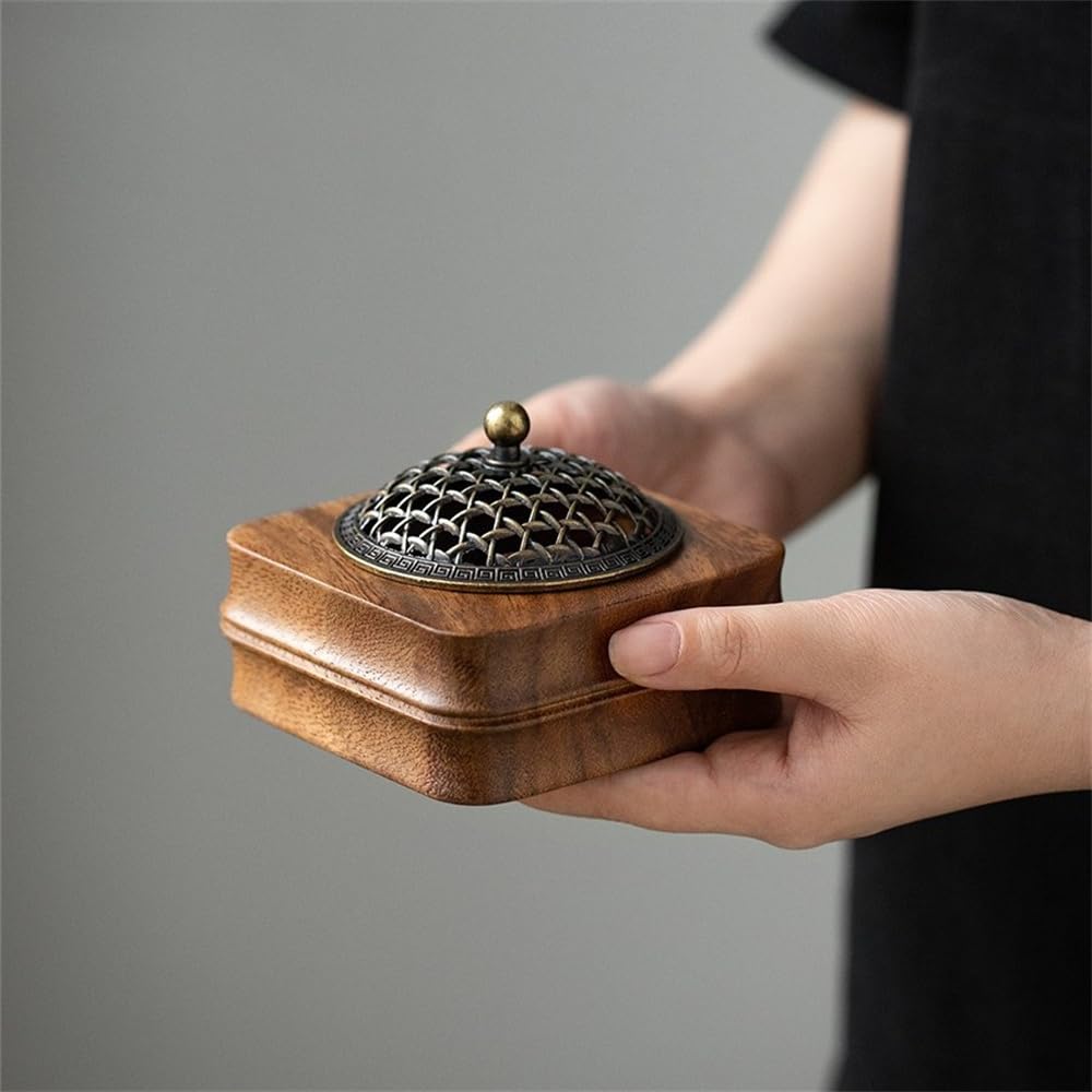 

SITEDAN Incense Burner, Round Incense Burner, Wooden Incense Burner, Incense Holder for Buddhist Altars, Antique Incense Holder, for Spiral Incense
