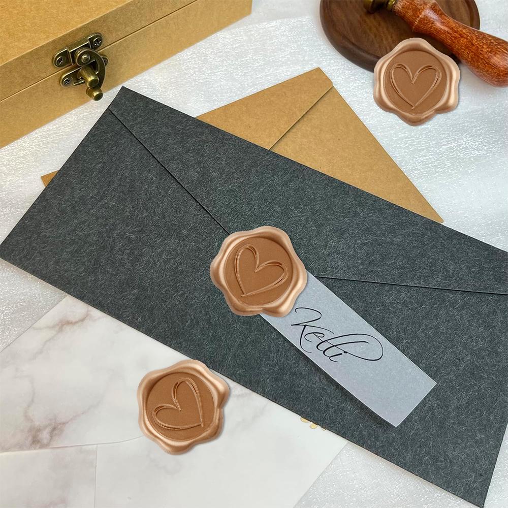 30 st Vaxsigillklistermärken (6 grundläggande stil) Fjäder, Rosett, Krans, Hjärta Självhäftande Kuvertförslutningsstickers för Bröllopsinbjudan