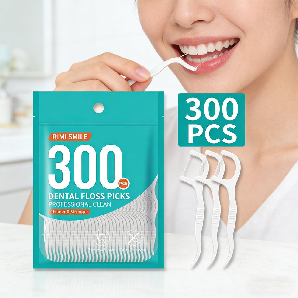 RIMI SMILE Ultra-Fine Dental Floss Picks 4 Bags 1200Pcs Disposable Interdental Cleaners Oral Care Tools for Home Family Use